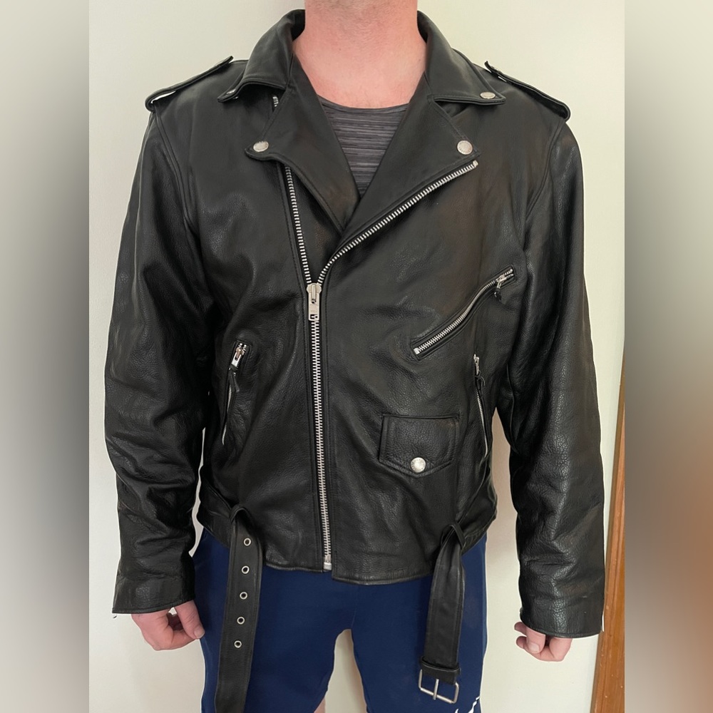 Men’s leather biker jacket xl